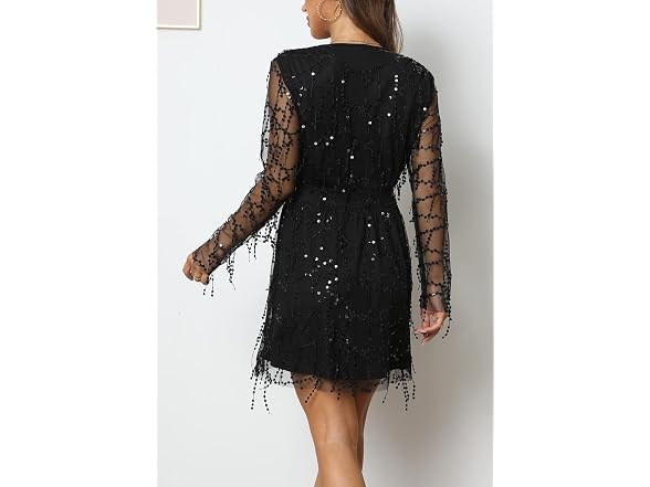 Dgmyg Women (M) Sexy V Neck Sequin Glitter Dress