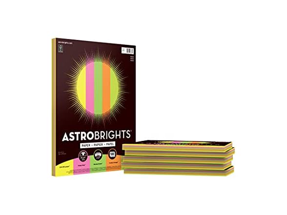 Astrobrights "Neon" 5-Color Assortment, 8.5" x 11"