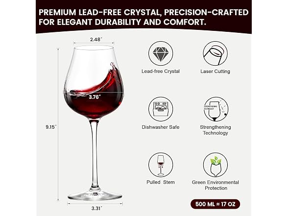 Genicook Wine Glasses Set Of 6 17 OZ