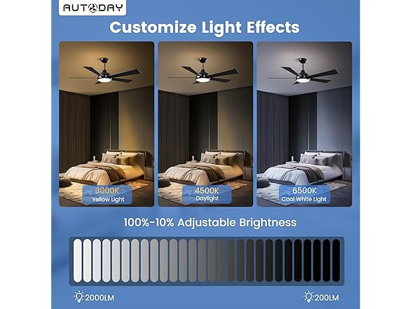 Autoday Ceiling Fan with Light | 52in