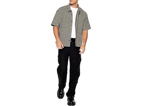 Forever 21 Men (L) Textured Geo Shirt