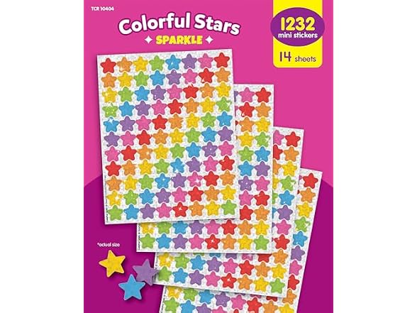 Teacher Created Resources Colorful Stars Sparkle Mini Stickers