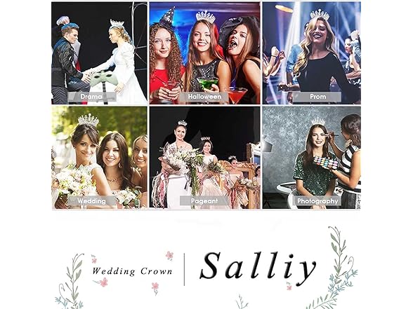 Salliy Baroque Crown and Tiaras- Black