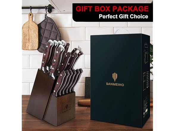 16-Piece High Carbon Knife Set w/ Block