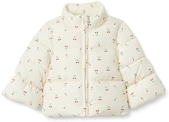 Amazon Essentials x Sofia Grainge Baby Girls' Taffeta Puffer Jacket, Ivory Cherries, 24 Months