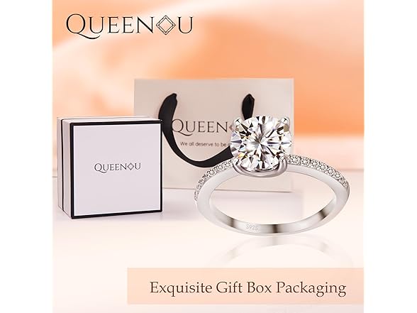QUEENOU Moissanite Engagement Rings Size 6