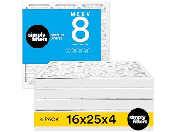 Simply Air Filter Merv 8 MPR 600, 6pk AC Furnace & HVAC