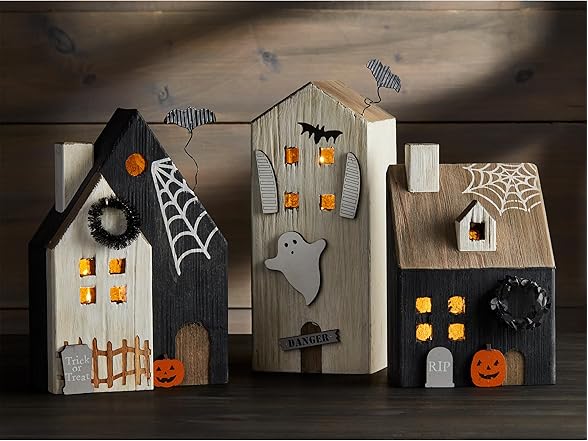Mud Pie Led Wood Haunted House, RIP