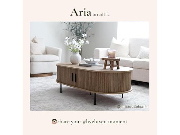 LuxenHome Oval Coffee Table with Storage