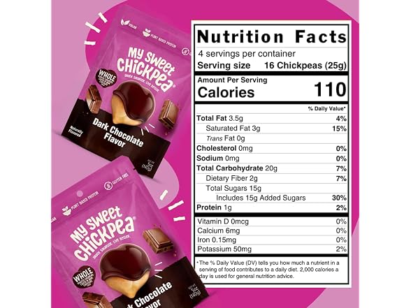 4Pk My Sweet Chickpea 5 Oz Chocolate Covered Chickpeas