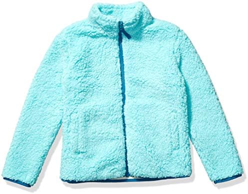 Amazon Essentials Girls' Sherpa Fleece Full-Zip Jacket, Aqua Blue, XX-Large