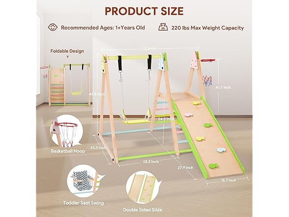 CoziBB 7 in 1 Indoor Jungle Gym for Kids