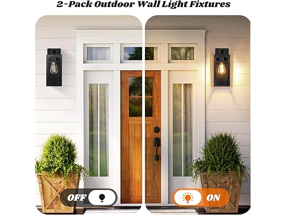 VerRon 2Pk Black 12.35" Wall Light Fixture