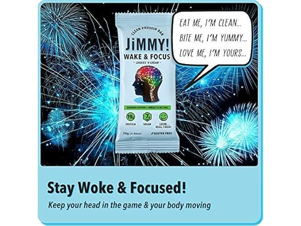 Jimmy! Jimmy! Boosted Clean Protein Bars, Wake