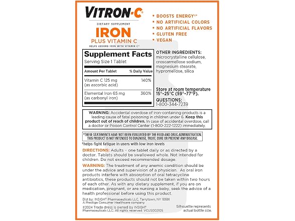 VitronC Iron Supplement Vitamin C 60ct
