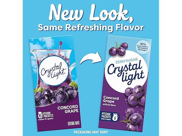 Crystal Light Drink Mix, 6 Pitcher Packets Grape
