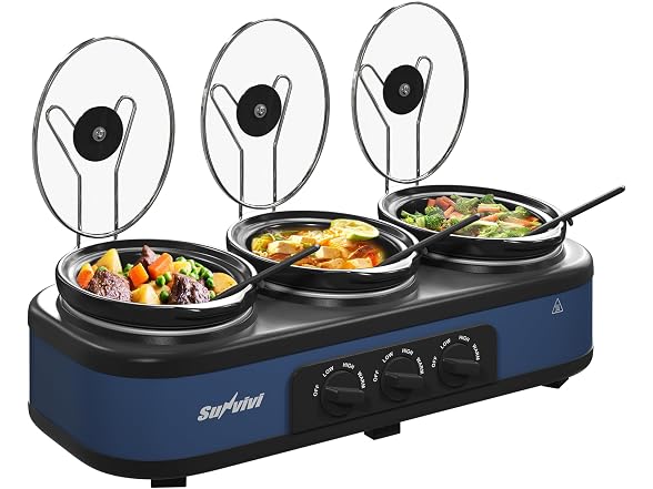 Triple Slow Cooker Buffet Servers