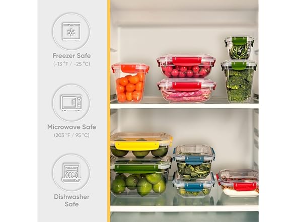 Superio Pack of 8 Plastic Food Storage Containers 