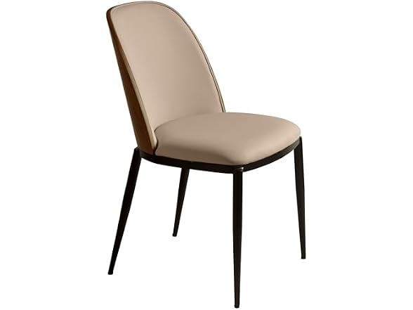 LeisureMod TCWN18BG Tule Dining Chair Walnut/Beige