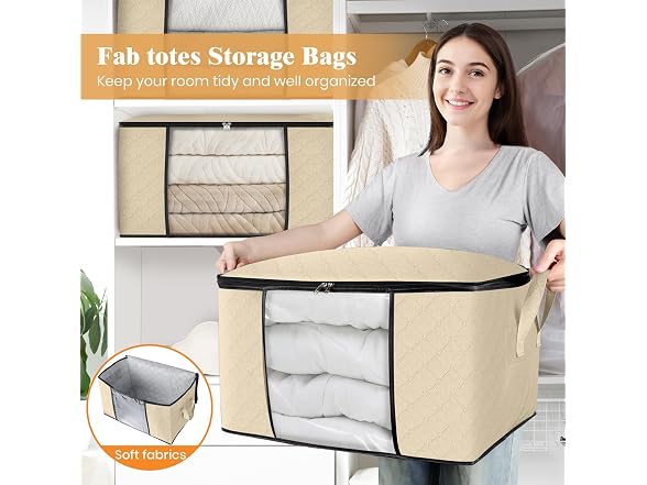 Fab totes 60L Beige 8 Pack Storage Bags