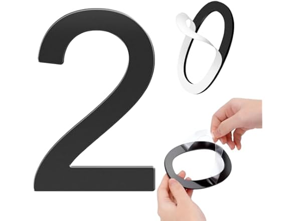 Number 2 8.5 Inch House Numbers Self-adhesive
