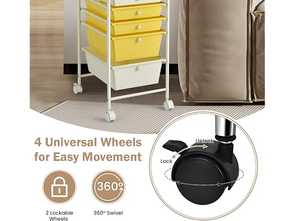 CLEEMAN 6-Tier Rolling Cart with Drawers