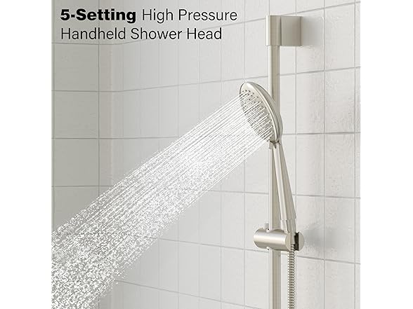 Gabrylly Shower System Brushed Nickel, Slide Bar