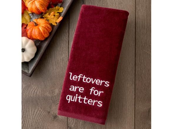 SKL Home Thanksgiving/Fall Leftovers Quitters Hand Towel Set-2pc, Wine