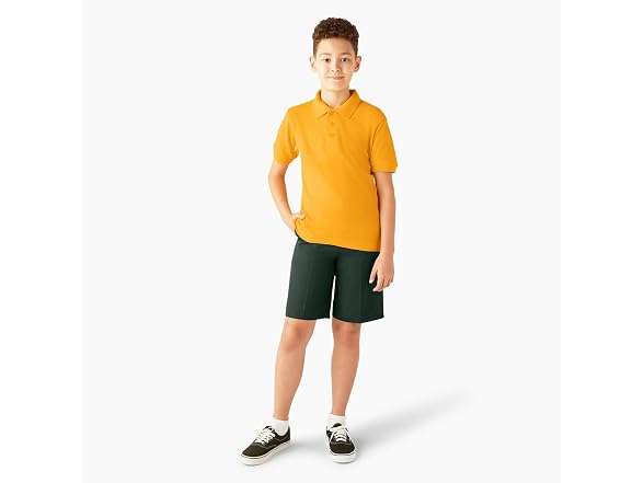 Dickies Boys (XXS) Short Sleeve Pique Polo Gold