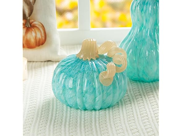 Glitzhome Fall Glass Pumpkin Decor