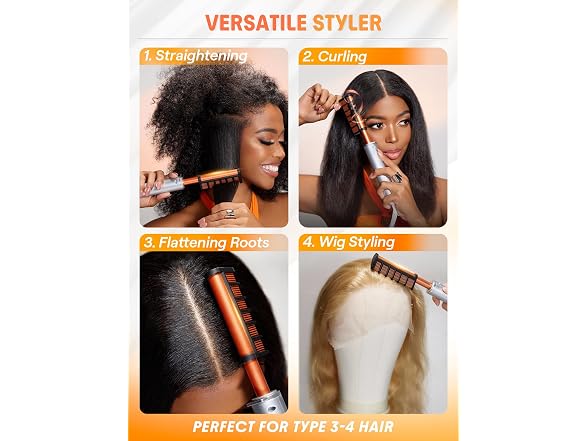 Hot Comb Straightener Brush