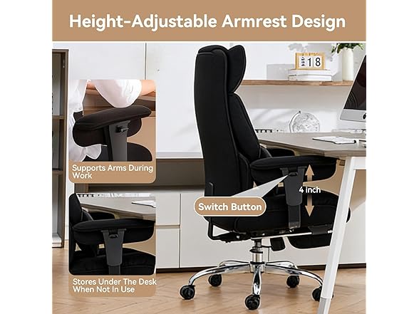 Efomao Big and Tall Office Chair with Footrest