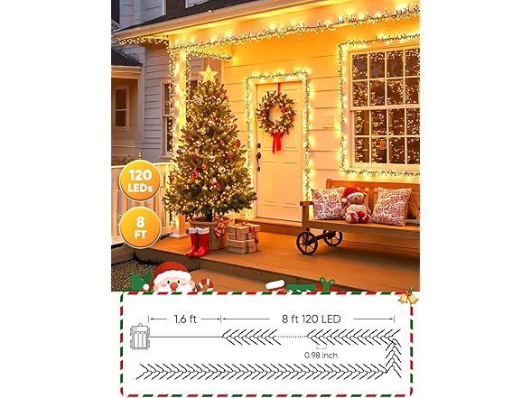Brightown Minetom Battery Operated Christmas Lights Outdoor, 2 Pack