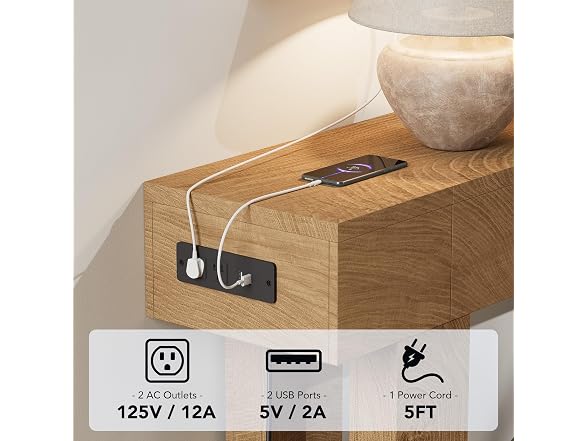 63" Long Console Table w/Outlets & USB Ports