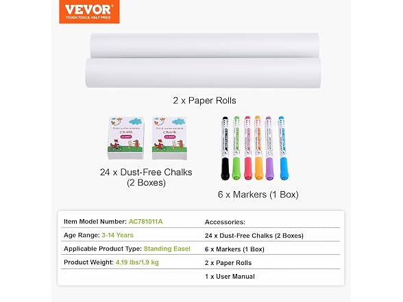 VEVOR Easel Accessory Set, 32 PCS Kid's