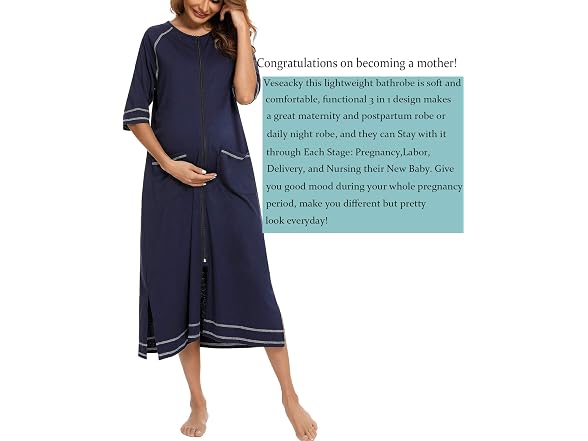 Veseacky (XL) Full Length Zipper Soft Cotton Robe
