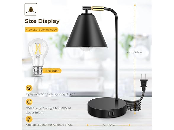 Brightever Industrial Dimmable Desk Lamp