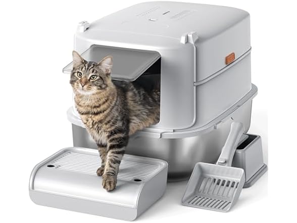 Enclosed Stainless Cat Litter Box