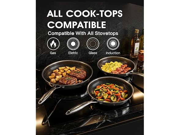 Tibbicc Stainless Steel Non Stick Frying Pan