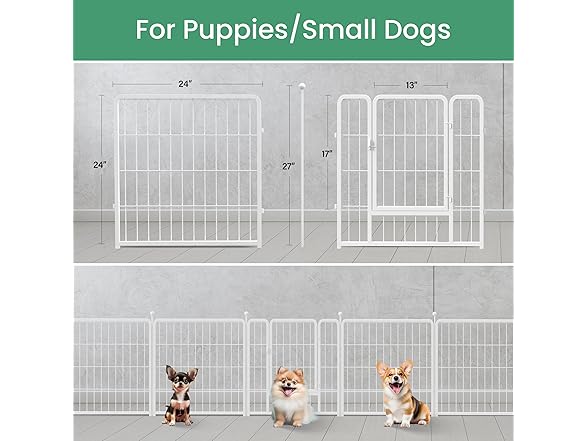 HealSmart Dog Playpen, 24"H, 8 Panels