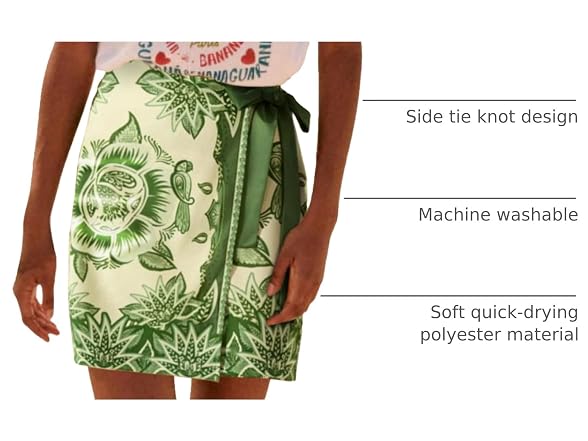 Talakeno Dark Green Floral Wrap Skirt M
