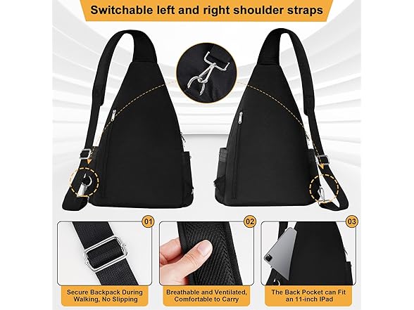 HesLaus Crossbody Lunch Backpack-black