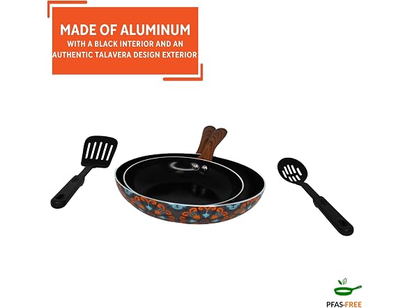 IMUSA 4 Piece 8 & 10 In Aluminum Black Ceramic Fry Pan Set