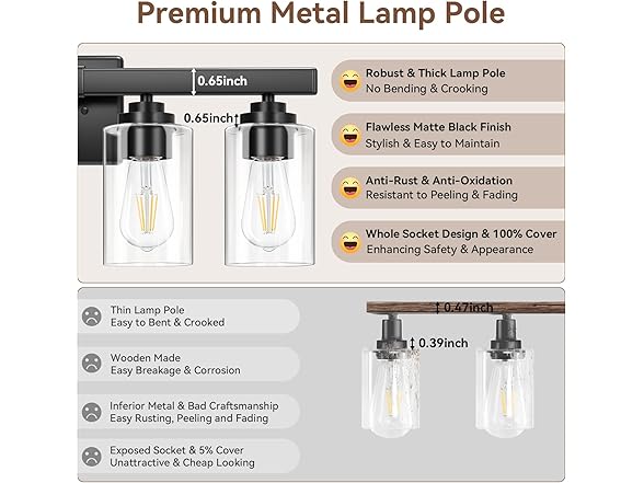 VerRon 4-Light Bathroom Light Fixtures, 27"