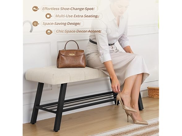 Lue Bona 45" Entryway Bench Linen Color