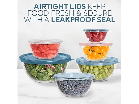 COOK WITH COLOR 12 Pc Blue/Pink Glass Mixing Bowl Set