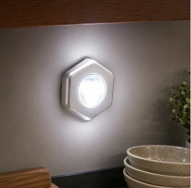 6-Pack Hexagon Puck Light Stick On LED Push Light - Gallery 5