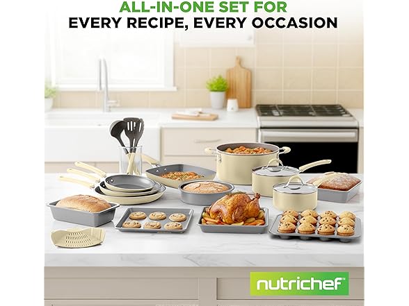 NutriChef 20-Pc Non-Stick Bakeware & Cookware Set