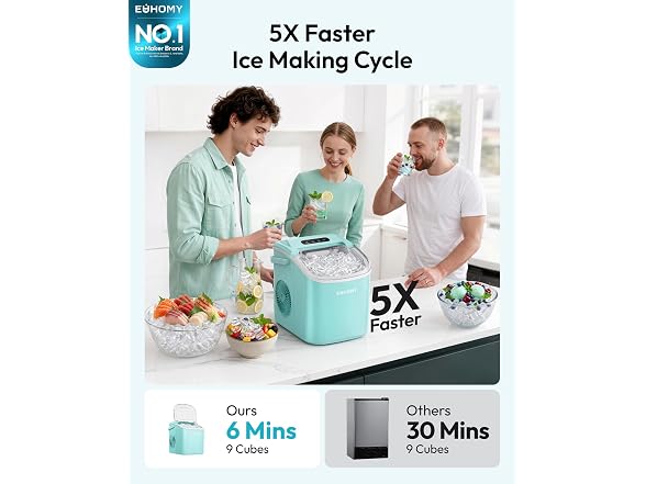 Euhomy Countertop Ice Maker Machine with Handle, Green