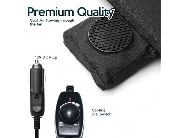 Zone Tech Black Cooling Car Seat Cushion 2-Pack 12V